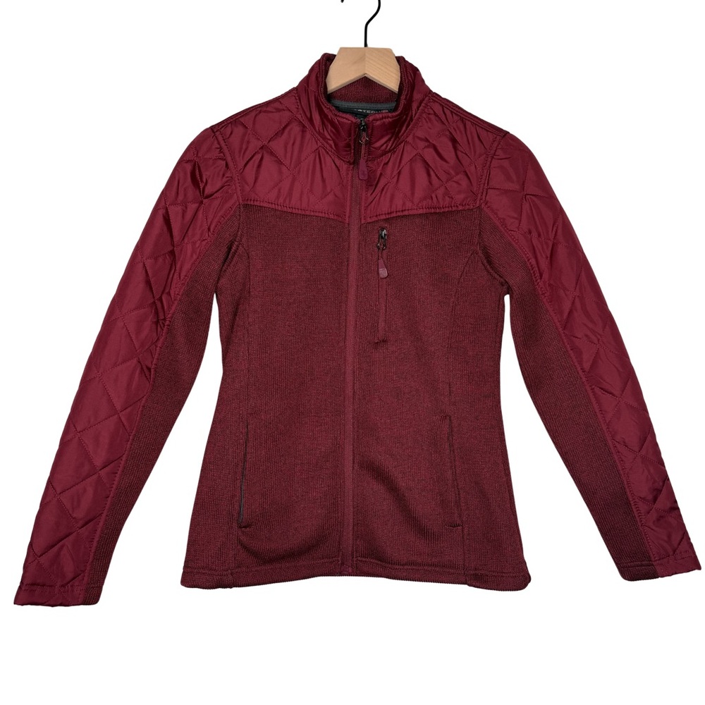 Swiss Tech Small Merlot Quilted Hybrid Full Zip Jacket